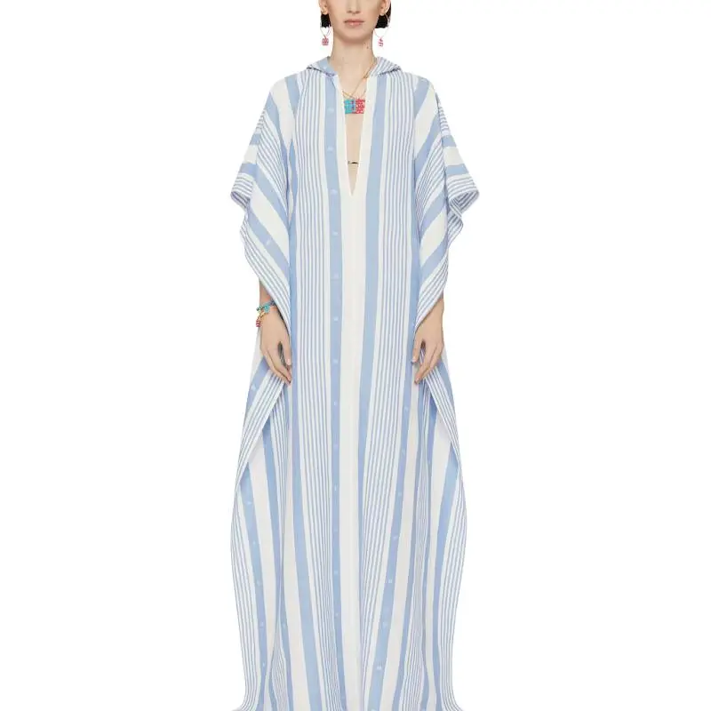 Givenchy 4G Motif Striped Hooded Kaftan-1