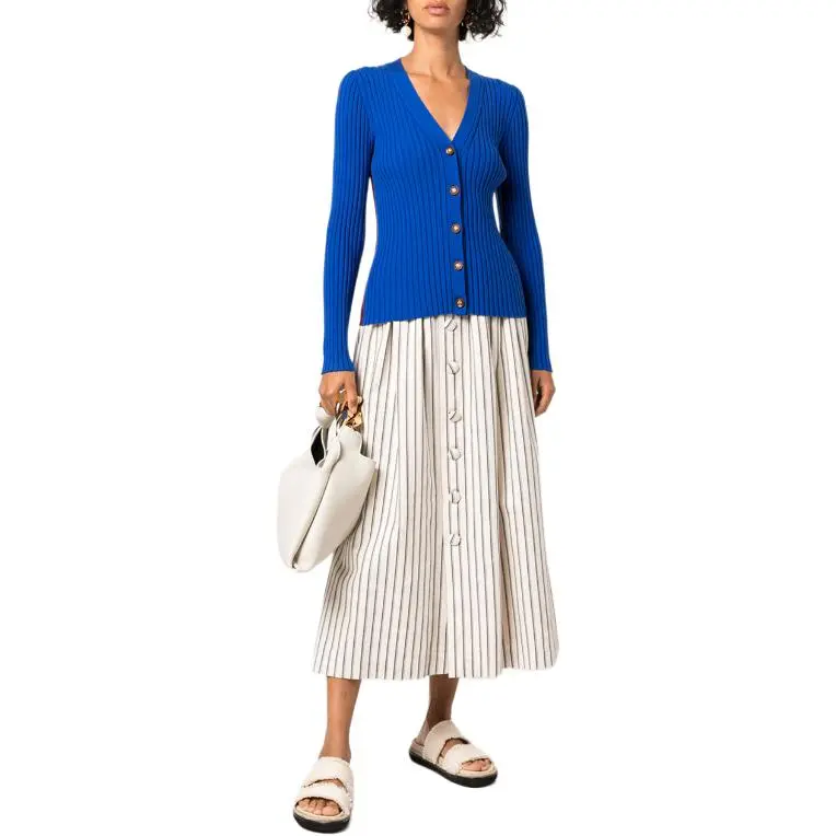 TORY BURCH Color Block Ribbed Cardigan-1