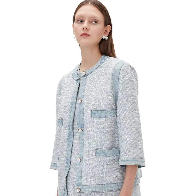 Caroline Denim Jackets Women's Gray Blue-3