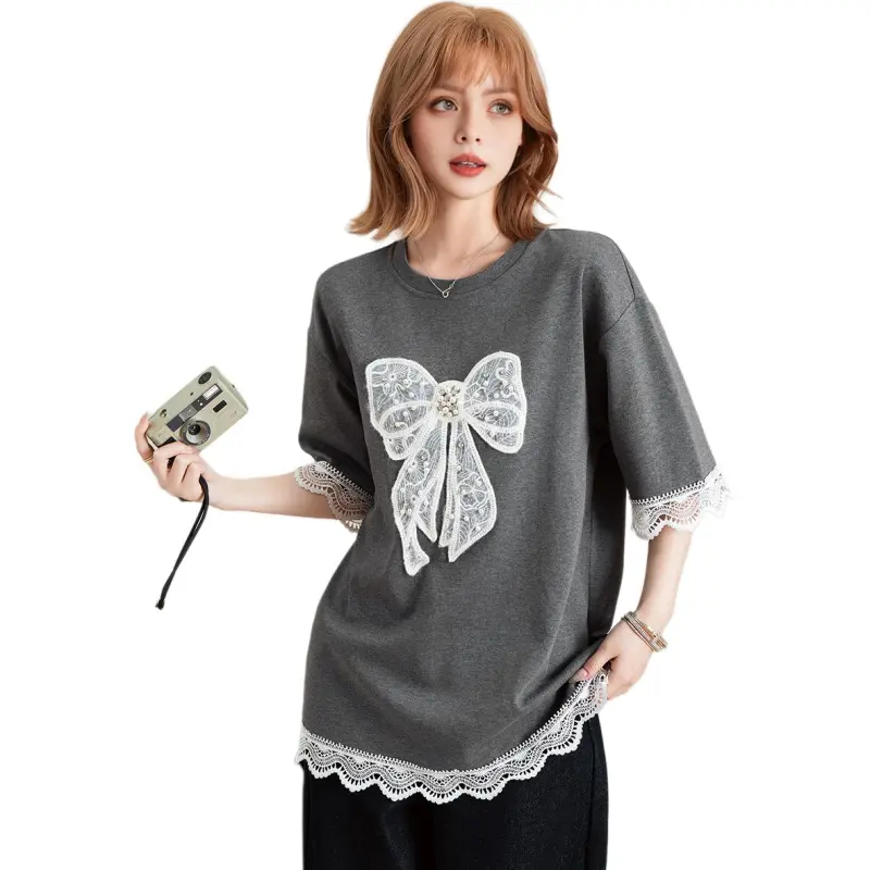 FAWENXIANGZI T Shirts Women's Dark Gray-1
