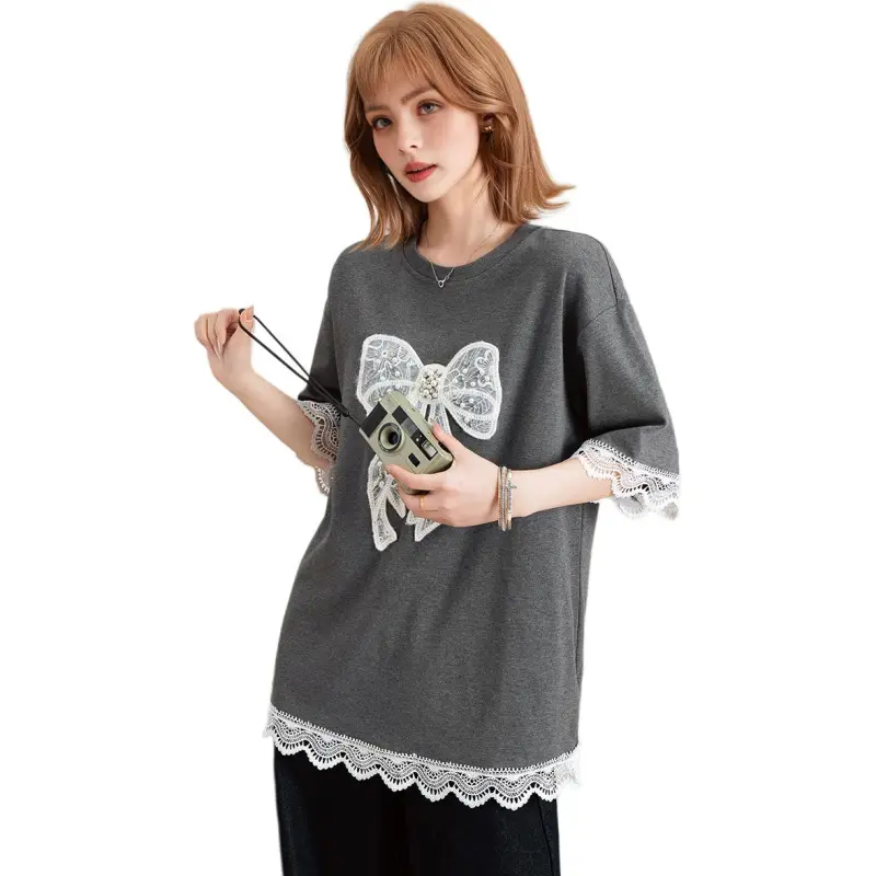 FAWENXIANGZI T Shirts Women's Dark Gray-2