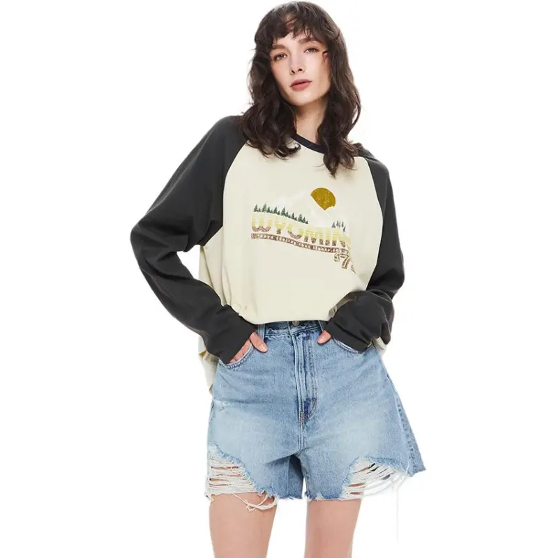 MOUSSY Raglan Sleeve T Shirt Women's-3
