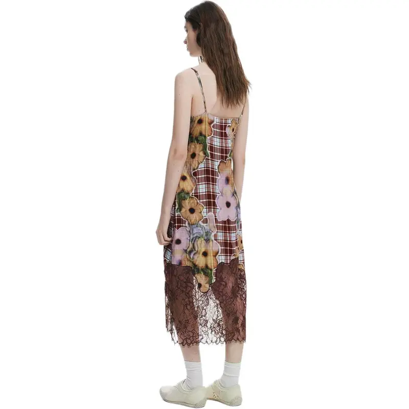 Desigual Slip Dresses Women's Brown-3