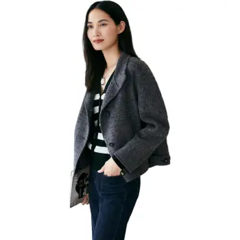 INSUN Cropped Coats Women's Gray