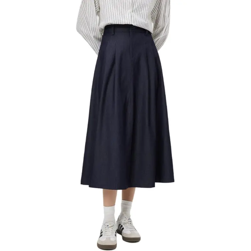 Love To Serve Casual Long Skirt Women's Dark Blue-1