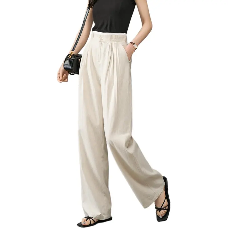 YALIDA Casual Pants Women's Beige-1