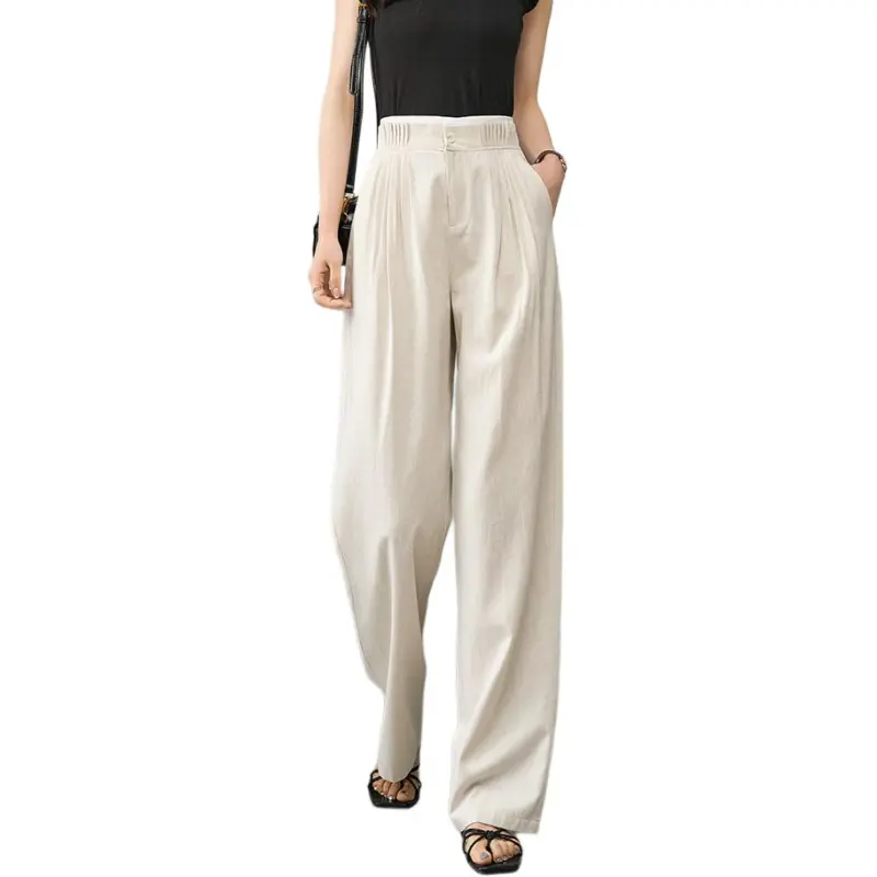 YALIDA Casual Pants Women's Beige-2