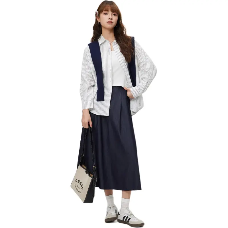 Love To Serve Casual Long Skirt Women's Dark Blue-2