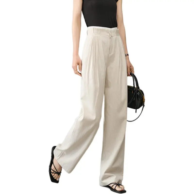 YALIDA Casual Pants Women's Beige-3
