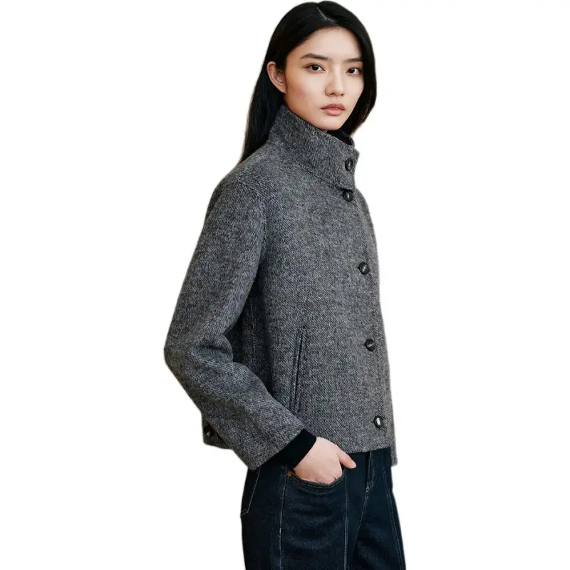 INSUN Cropped Coats Women's Gray-3