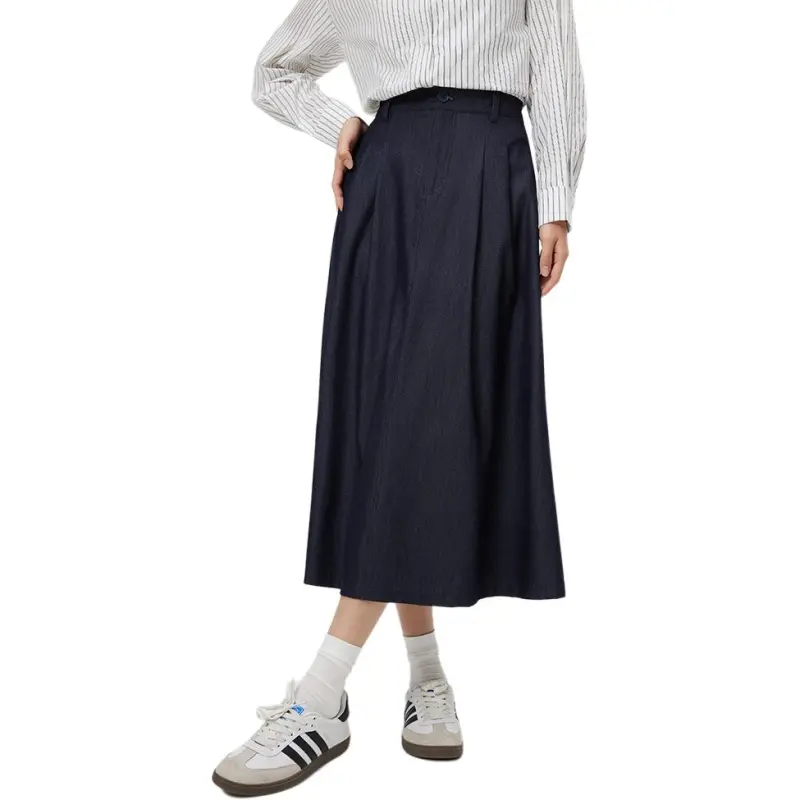 Love To Serve Casual Long Skirt Women's Dark Blue-3