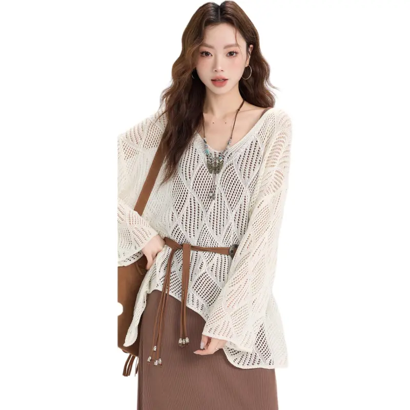 MENGXIAOQI Two Piece Skirt Sets Women's Long Camisole Dress+Apricot Cover Up-2