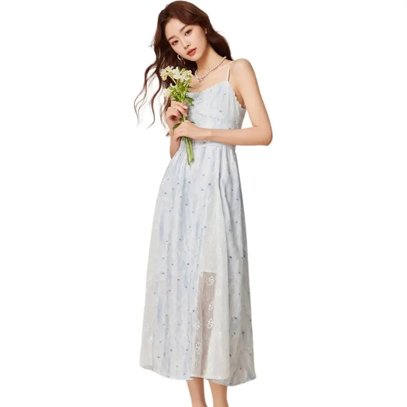 Love To Serve Slip Dress Women's Blue Apricot Blossom-0
