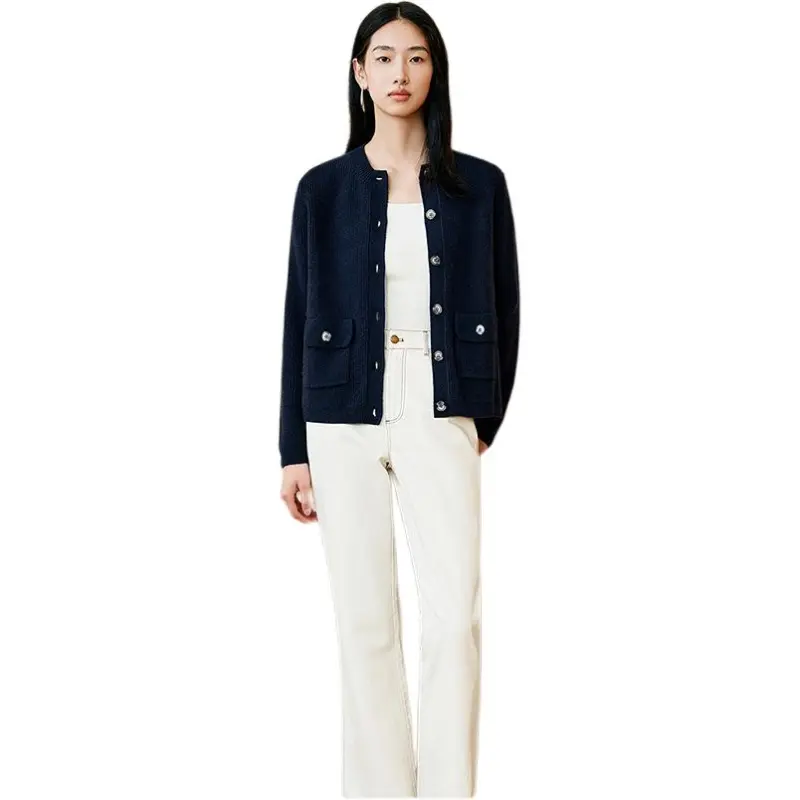 INSUN Cashmere Sweaters Women's Navy Blue-1