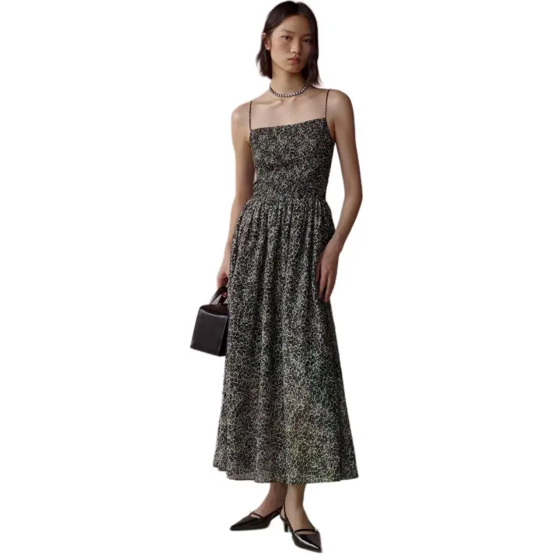 ZHIZHI Slip Dresses Women's Black White Floral Color-3