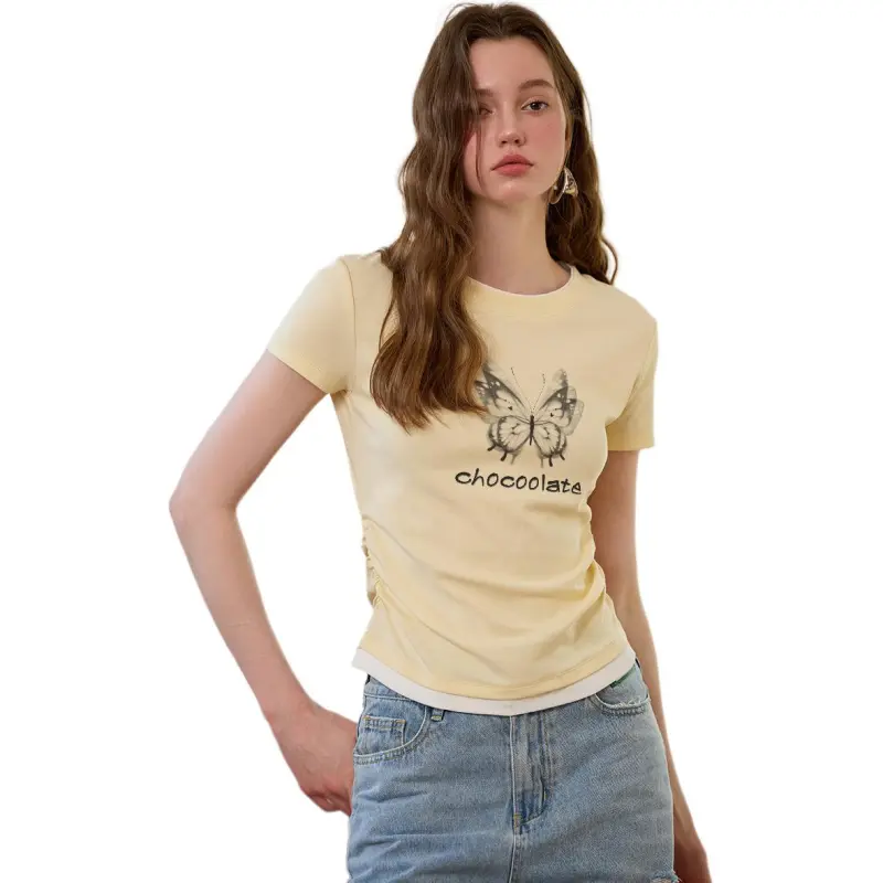  CHOCOOLATE T Shirt Women's Light Yellow-1