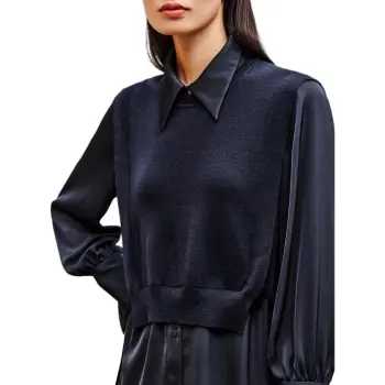 INSUN Shirts Women's Navy Blue