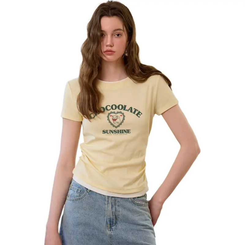  CHOCOOLATE T Shirt Women's Light Yellow-1