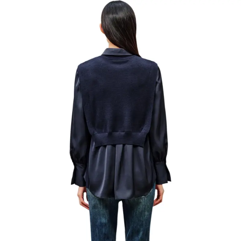 INSUN Shirts Women's Navy Blue-1