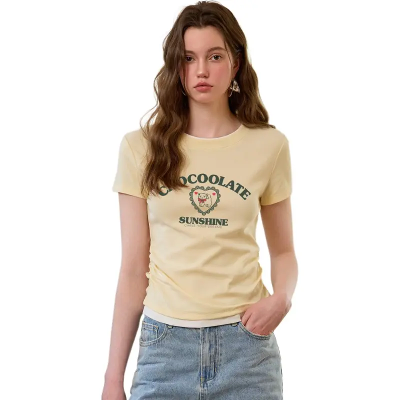  CHOCOOLATE T Shirt Women's Light Yellow-2