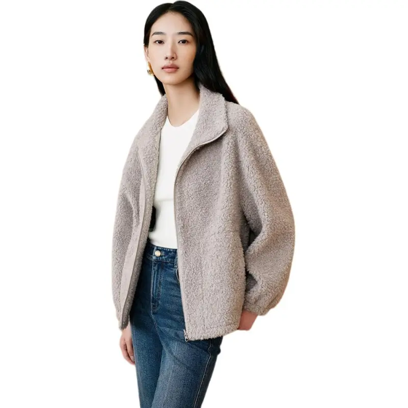 INSUN Cropped Coats Women's Light Khaki-2