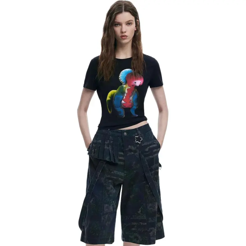 Desigual Casual Pants Women's Black Heather Gray-2