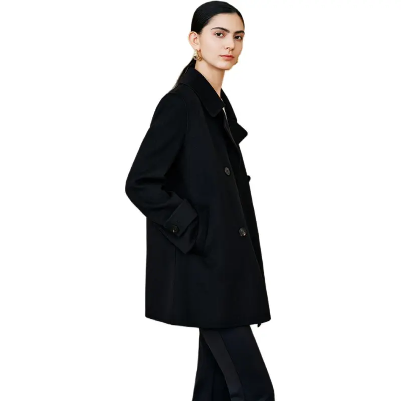 INSUN Coats Women's Black, Sheep Wool+Cashmere-5