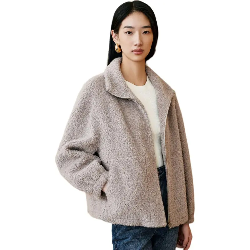 INSUN Cropped Coats Women's Light Khaki-3