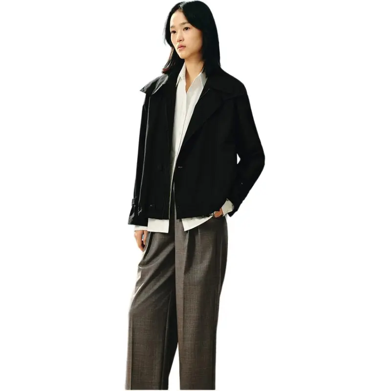 INSUN Cropped Coats Women's Black-2