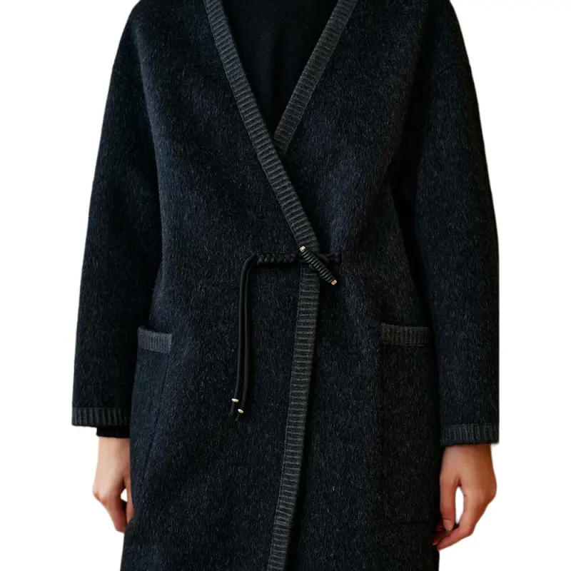 INSUN Coats Women's Dark Gray, Sheep Wool+Mulberry Silk+Camel Hair-2