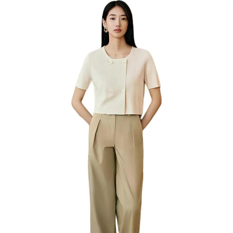 INSUN Crop Tops Women's Ecru-3