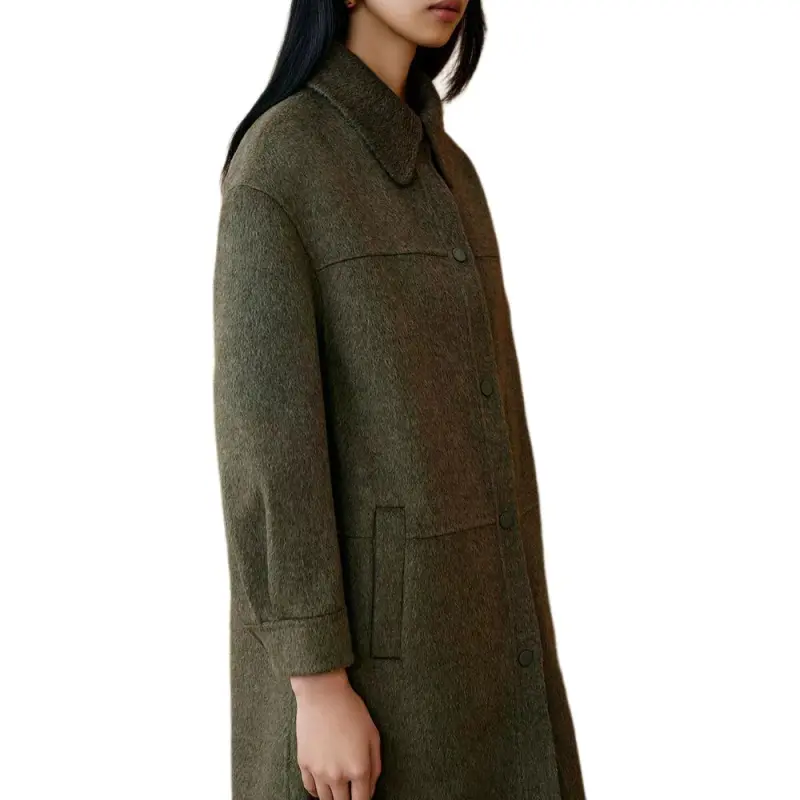 INSUN Coats Women's Olive Green, Sheep Wool+Alpaca-4