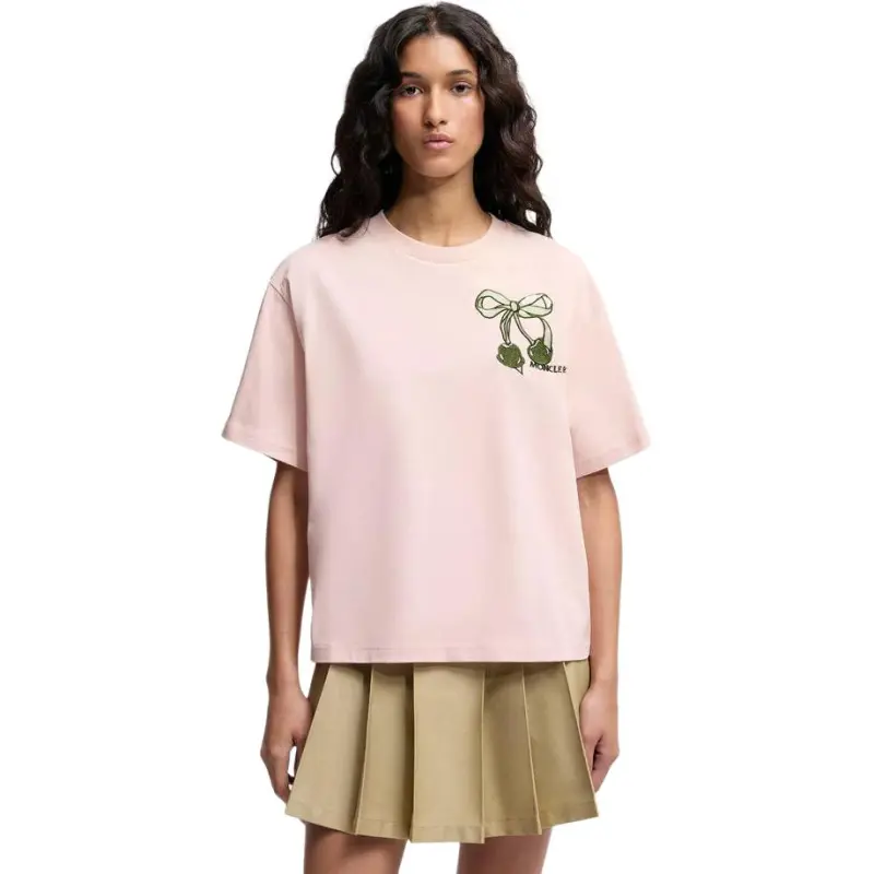 Moncler T Shirts Women's Light Pink-3