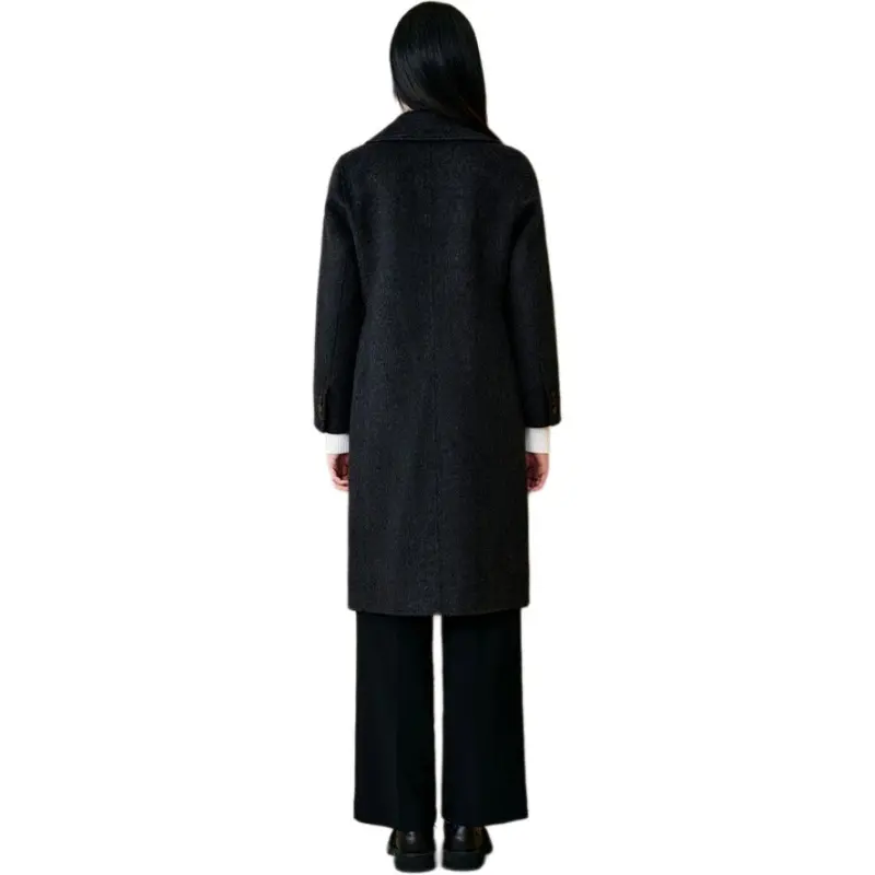 INSUN Coats Women's Dark Gray, Sheep Wool+Camel Hair+Mulberry Silk-4