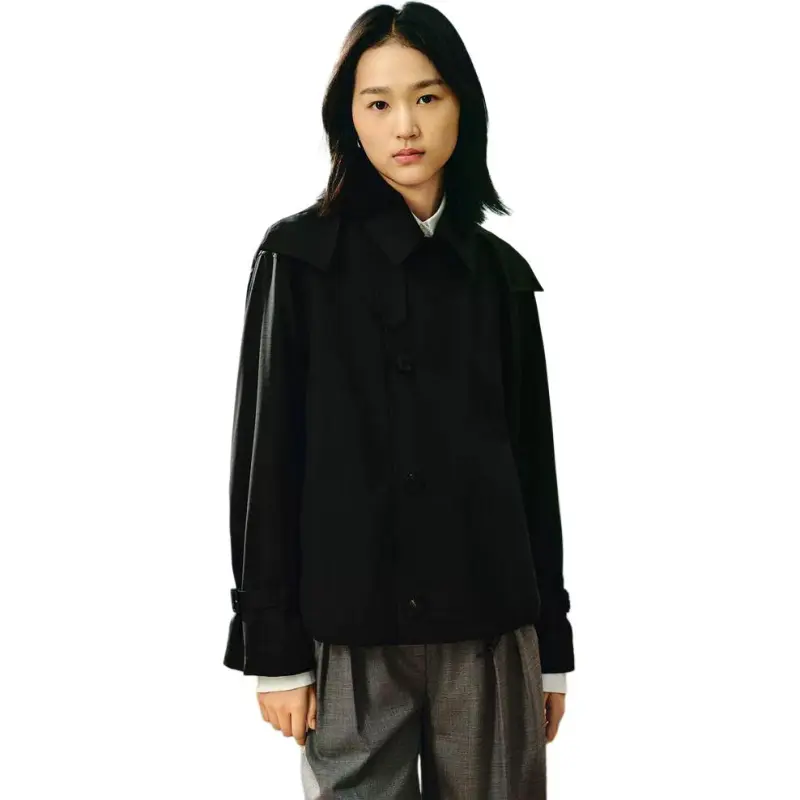 INSUN Cropped Coats Women's Black-3