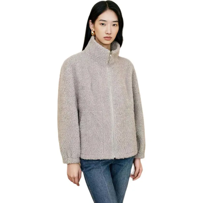 INSUN Cropped Coats Women's Light Khaki-4