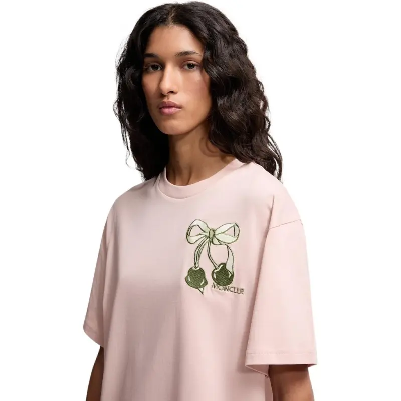 Moncler T Shirts Women's Light Pink-4
