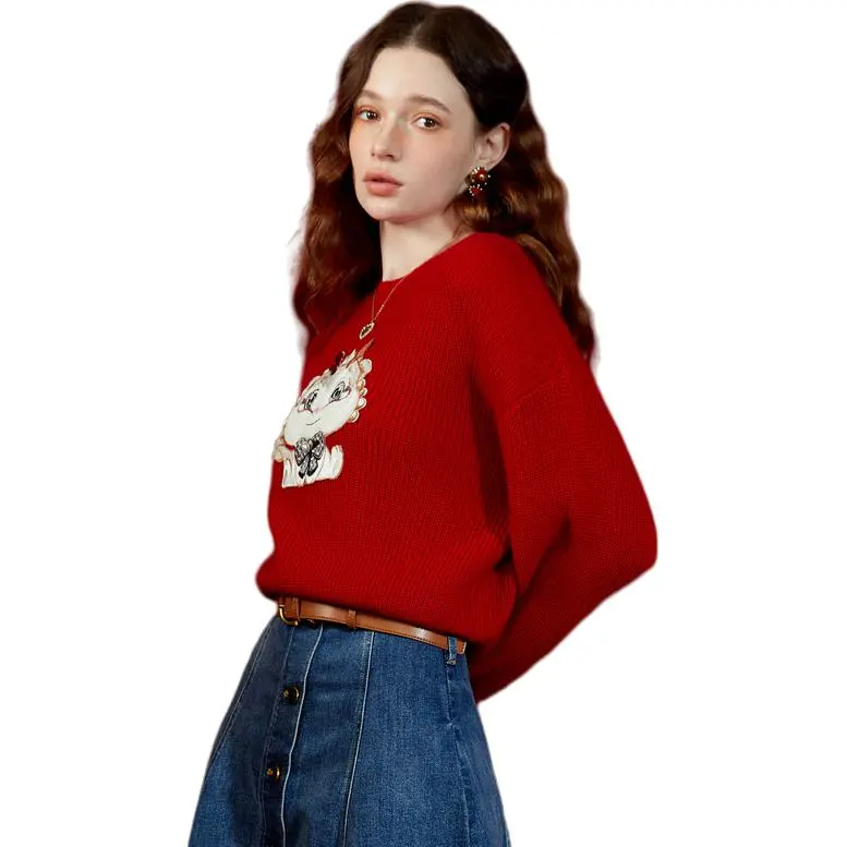 Caroline Sweaters Women's Red-5