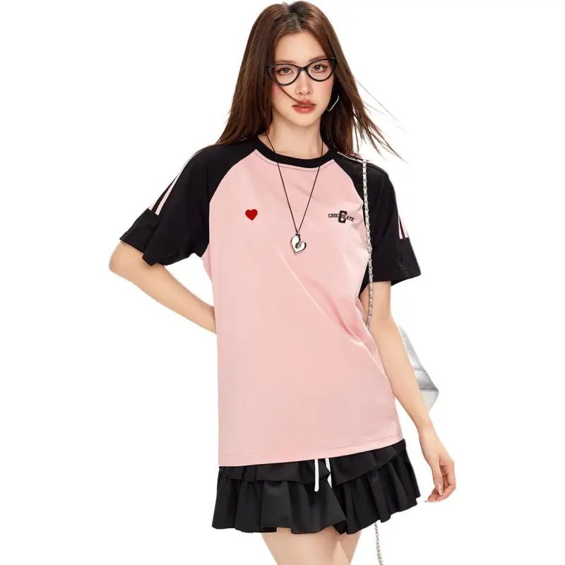  CHOCOOLATE T Shirt Women's PKX/Black & Pink-1
