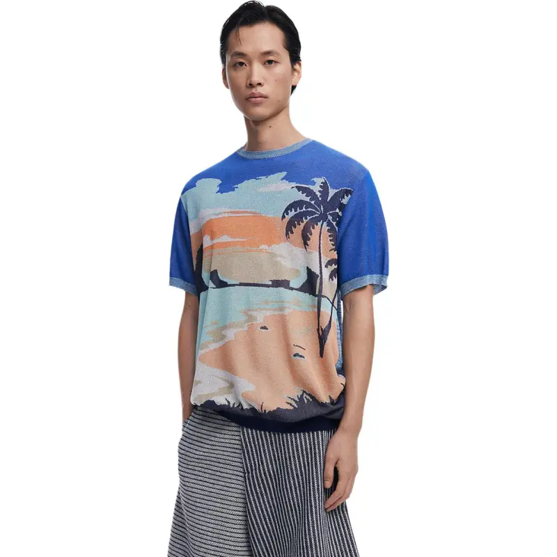 Desigual T Shirts Men Lake Blue-3
