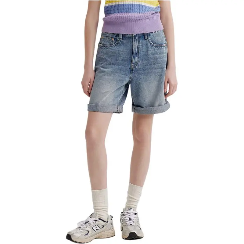 E.land Denim Shorts Unisex Light Denim L/Indigo-1