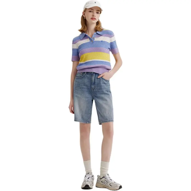 E.land Denim Shorts Unisex Light Denim L/Indigo-2