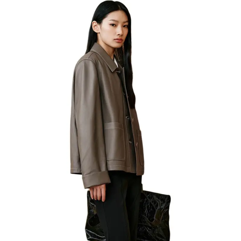 INSUN Leather Jackets Women's Gray-4
