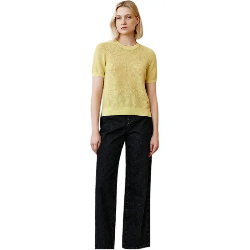 INSUN T Shirts Women's Light Yellow-1
