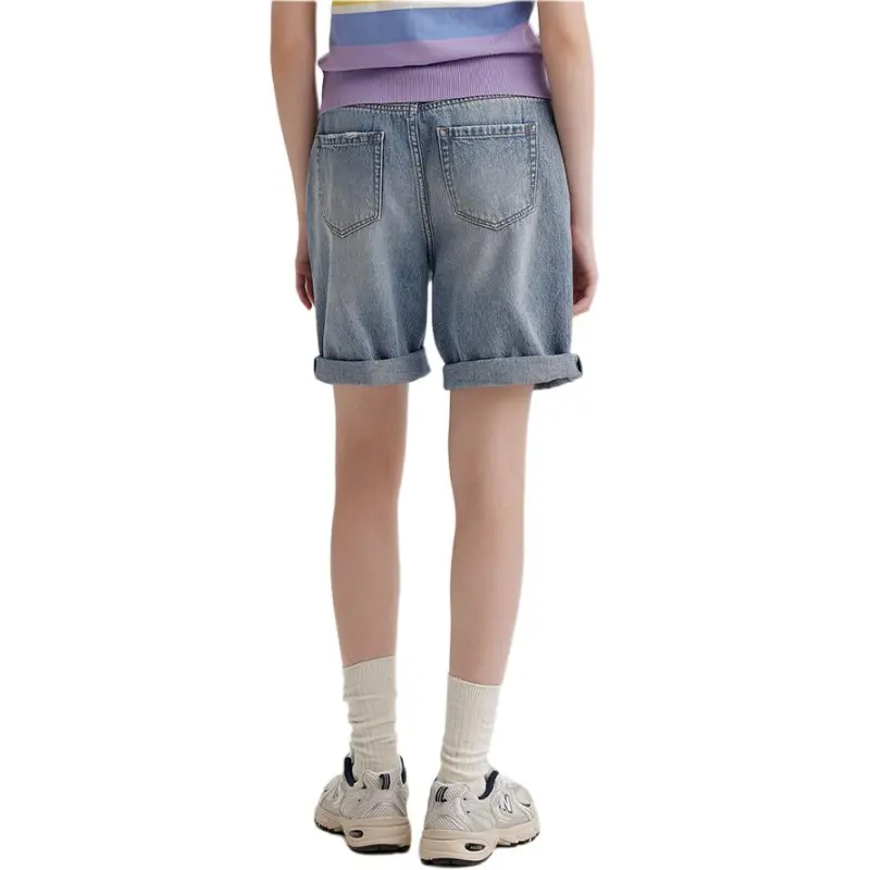 E.land Denim Shorts Unisex Light Denim L/Indigo-4