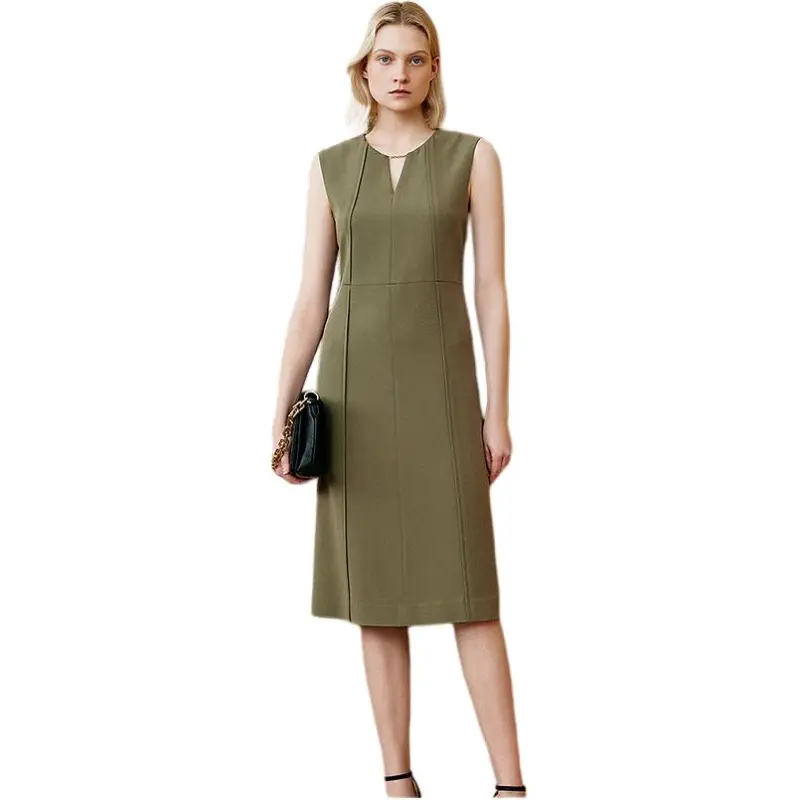 INSUN Sleeveless Dresses Women's Olive Green-1