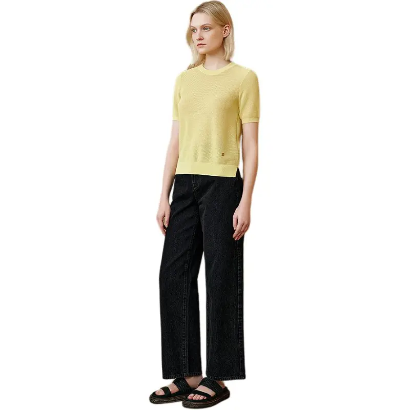 INSUN T Shirts Women's Light Yellow-2