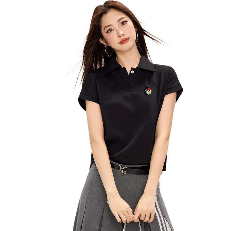  CHOCOOLATE Polo Shirt Women's BKX/Black-3