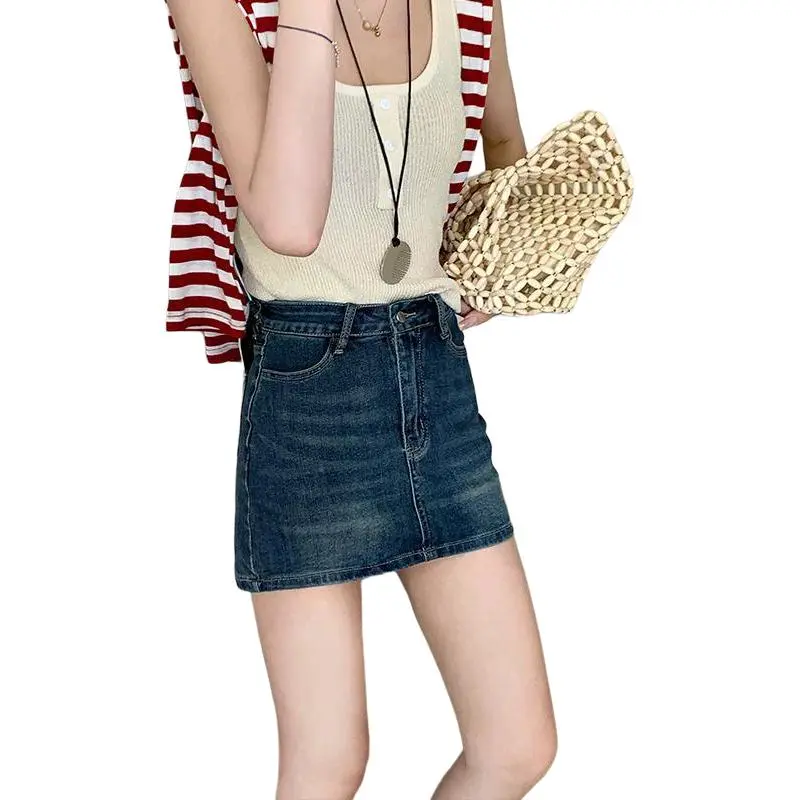 YINLEI Denim Short Skirts Women's-4