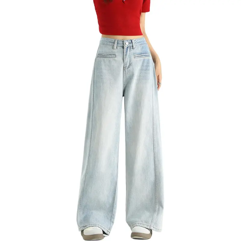 FAWENXIANGZI Jeans Women's Light Blue-5